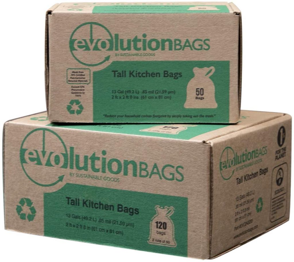 evolution trash bags recycled materials