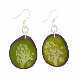 Distinctive Engraved Tagua Nut Earrings - Magic Forest Earrings