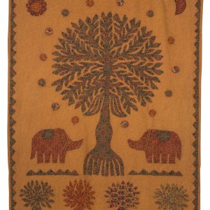 Earth Tones Rectangular Appliqued Cotton Wall Hanging 48"x38" - Memory Tree Wall Hanging