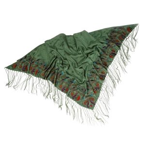 Embroidered Silk Shawl With Fringes - Enchanted Forest Shawl