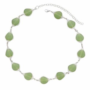 Glass Beads Necklace - Sea Foam Necklace