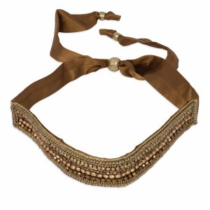 Gold And Brown Antiqued Beads Headband - Bead Beautiful Headband Choker