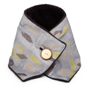Gray And Brown Dhaka Weave Cotton Cowl - Misty Mountain Button Cowl