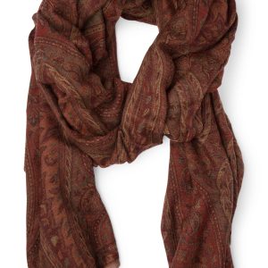 Rust And Red Rounded Wool Scarf - Legacy Jacquard Wool Scarf