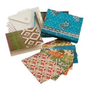 Set Of Eight Assorted Recycled Cloth And Paper Blank Greeting Cards - Correspondence Card Set