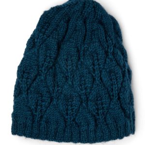 Teal Cable Knit Wool Hat - Wool & Fleece Knit Hat
