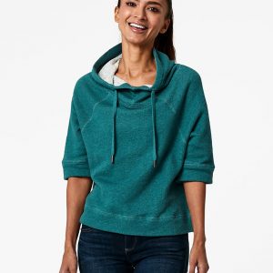 Women's Mallard Heather Cropped Funnel Neck Pullover L