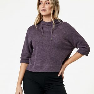 Women's Thistle Heather Cropped Funnel Neck Pullover M